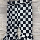 Fold Over Bell Bottom Pants Checker 2T