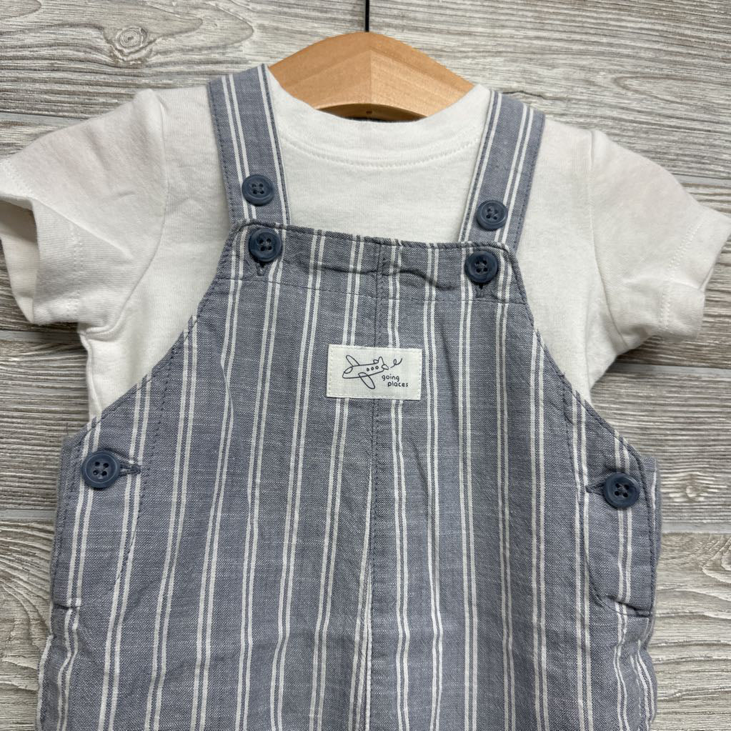 Shortalls Stripes Going Places & Shirt 9M