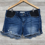 Side Panel Denim Shorts Fringe XL