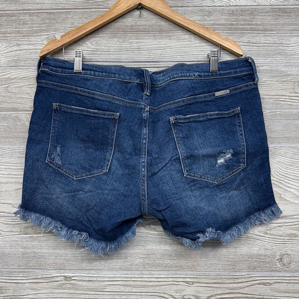 Side Panel Denim Shorts Fringe XL