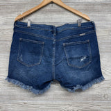 Side Panel Denim Shorts Fringe XL