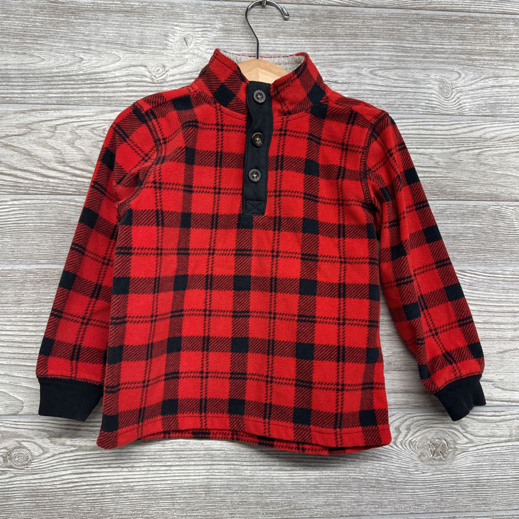 LS Fleece Henley Shirt Plaid 3T