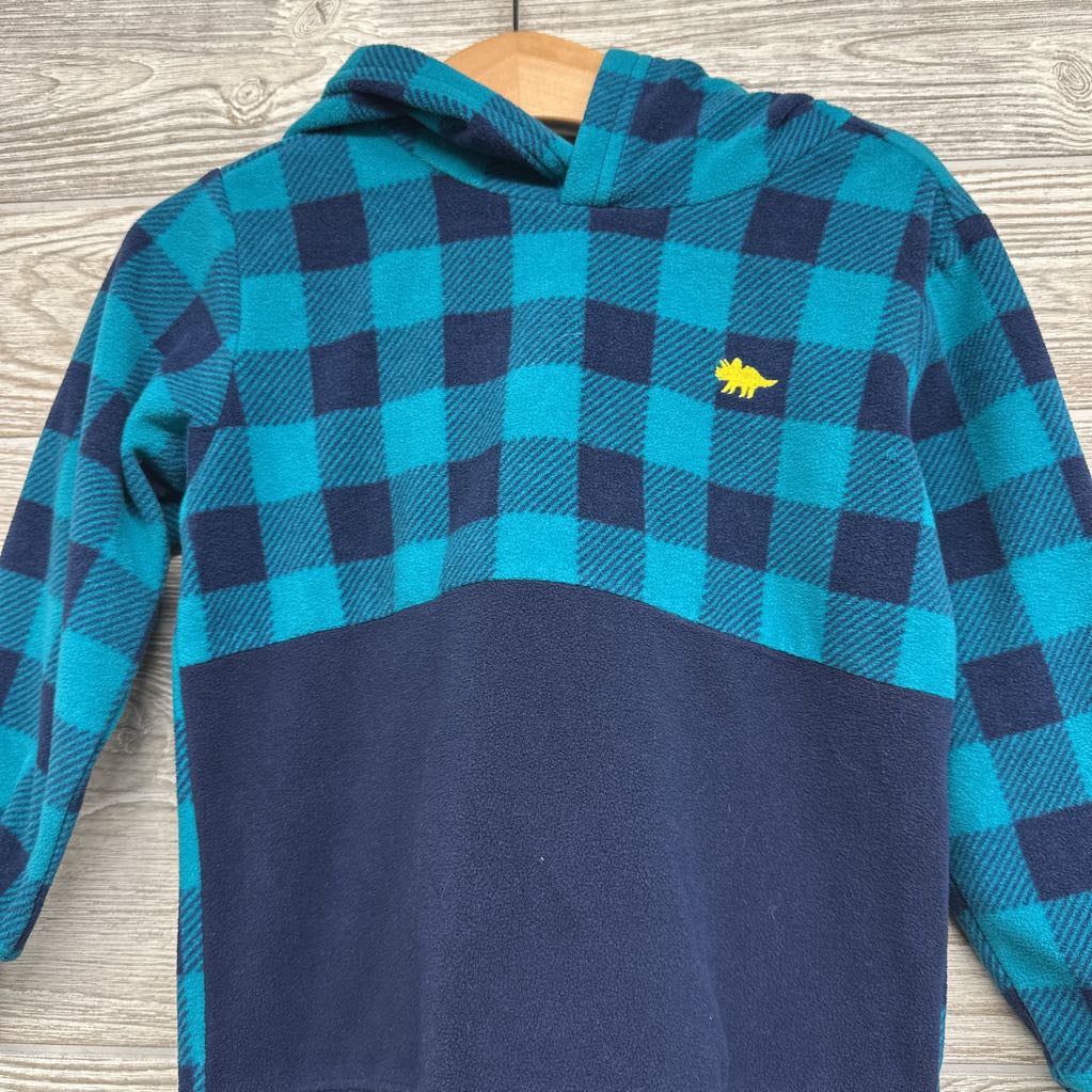 Fleece Pullover W/ Hood Buffalo Plaid Dinosaur 3T