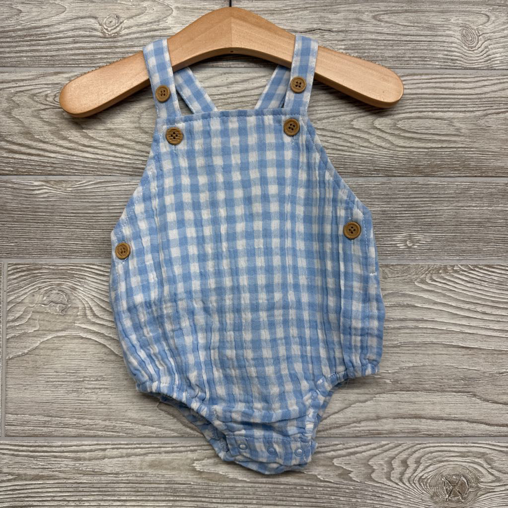 Gauze Bib Romper Gingham 6M