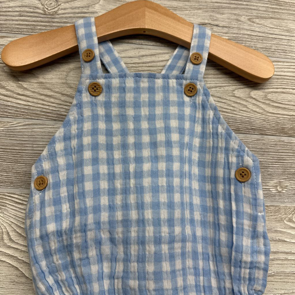 Gauze Bib Romper Gingham 6M