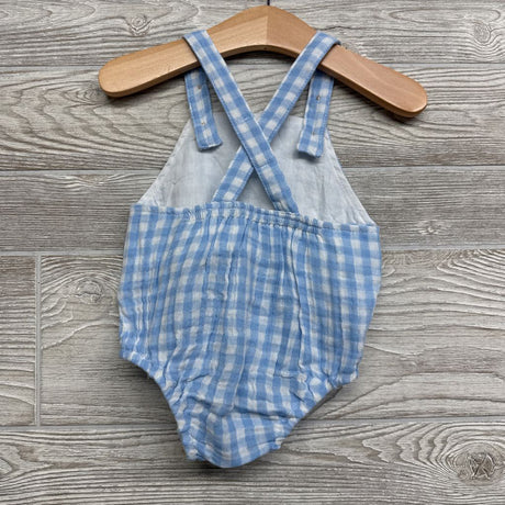 Gauze Bib Romper Gingham 6M