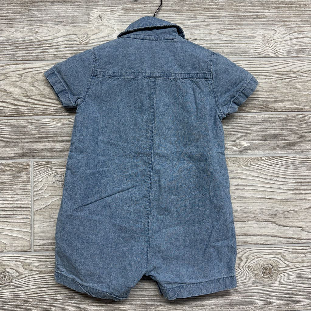 Chambray Shorty Romper Chest Pocket 12M