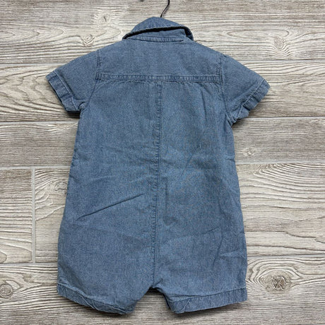 Chambray Shorty Romper Chest Pocket 12M