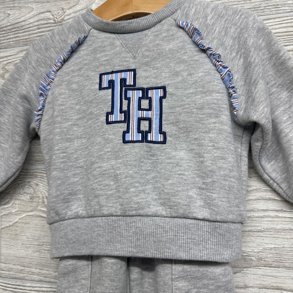Crewneck Ruffle & Cargo Sweatpants Stripe Logo 12M