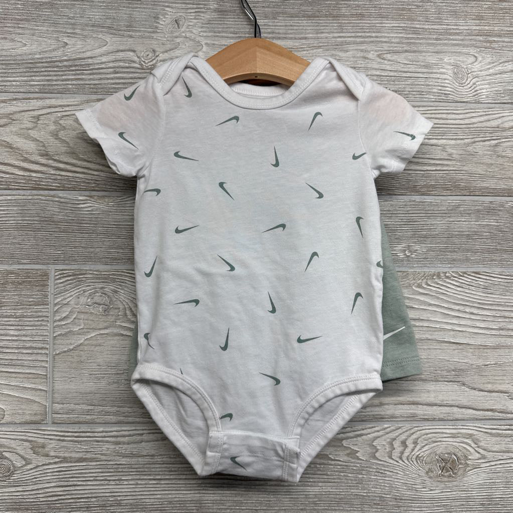 2 Pk Bodysuits Swoosh Stripes & French Terry Shorts 12M