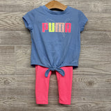 Front Knot Shirt Glitter Logo & Active Leggings 2T