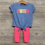 Front Knot Shirt Glitter Logo & Active Leggings 2T