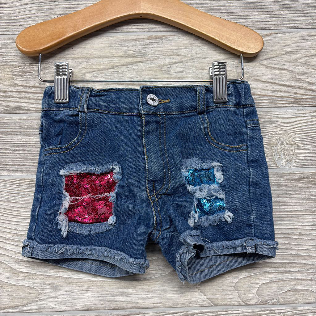 Denim Shorts Sequin Pockets 3T