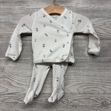 LS Ribbed Side Snap Shirt & Footed Pants Flowers NB