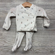 LS Ribbed Side Snap Shirt & Footed Pants Flowers NB