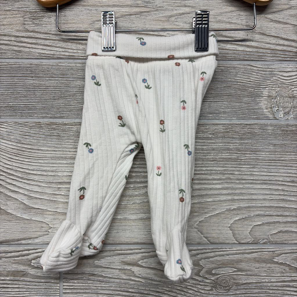 LS Ribbed Side Snap Shirt & Footed Pants Flowers NB
