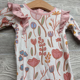 LS Outfit Flowers Ruffle 0-3M