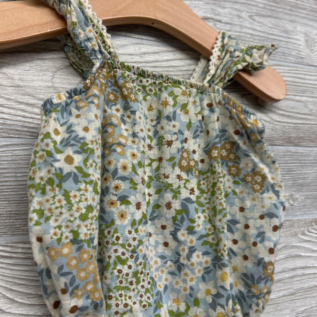 Gauze Flutter Sleeve Romper Flowers 0-3M