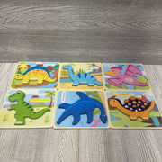 6 Pk Wooden Dinosaur Puzzles