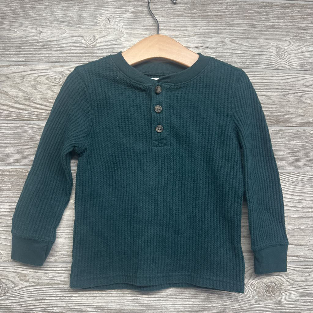 LS Waffle Knit Henley Shirt 3T