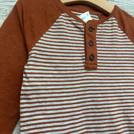LS Henley Shirt Stripes Chest Pocket 3T