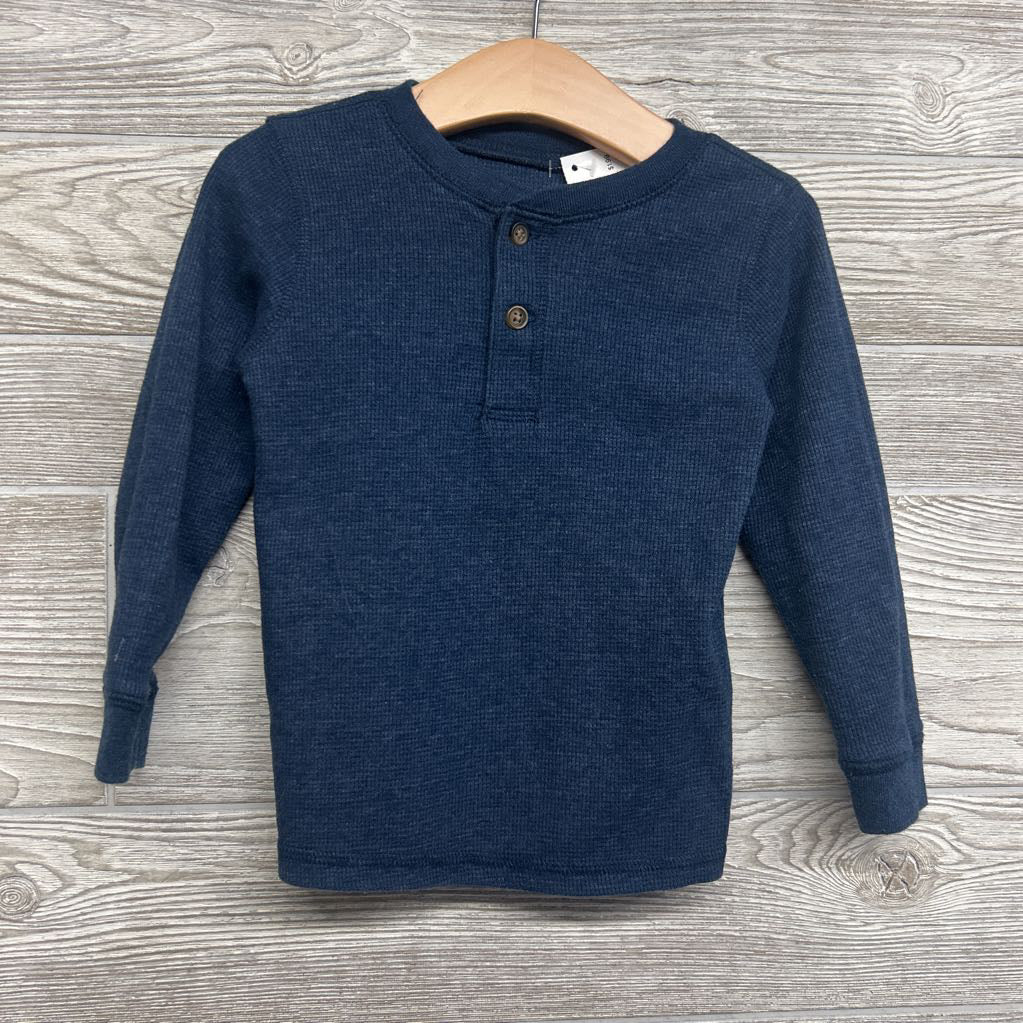 LS Waffle Knit Henley Shirt 3T