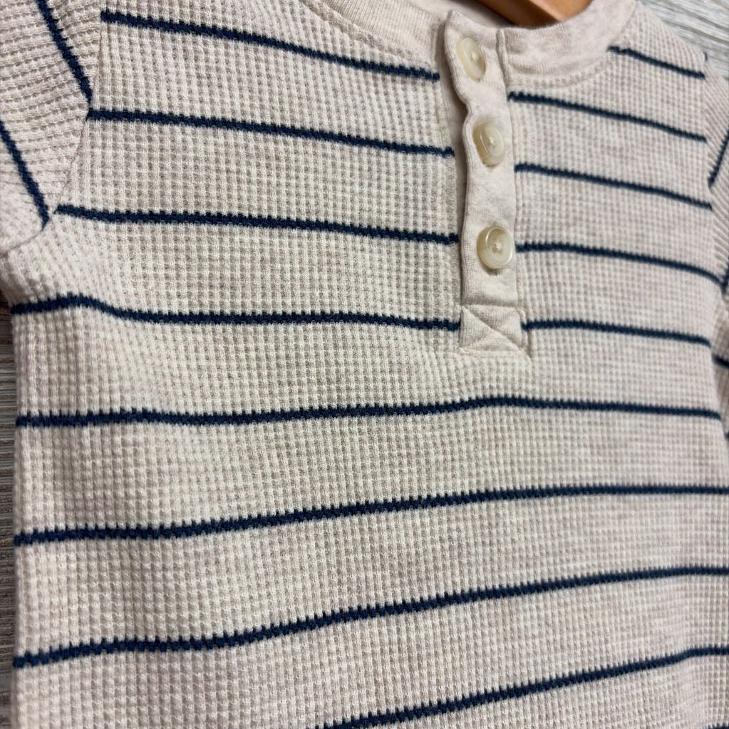 Waffle Knit Henley Outfit Stripes 6-12M