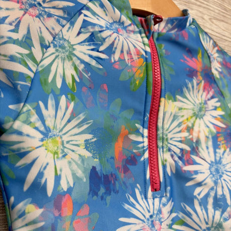 1/4 Zip LS Swimsuit Flowers 4-5