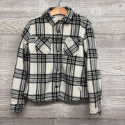 Sherpa Lined Fleece Button Up Shacket Plaid