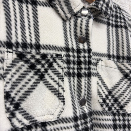 Sherpa Lined Fleece Button Up Shacket Plaid