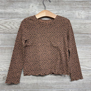 Ribbed LS Lettuce Trim Shirt Animal Print 5t