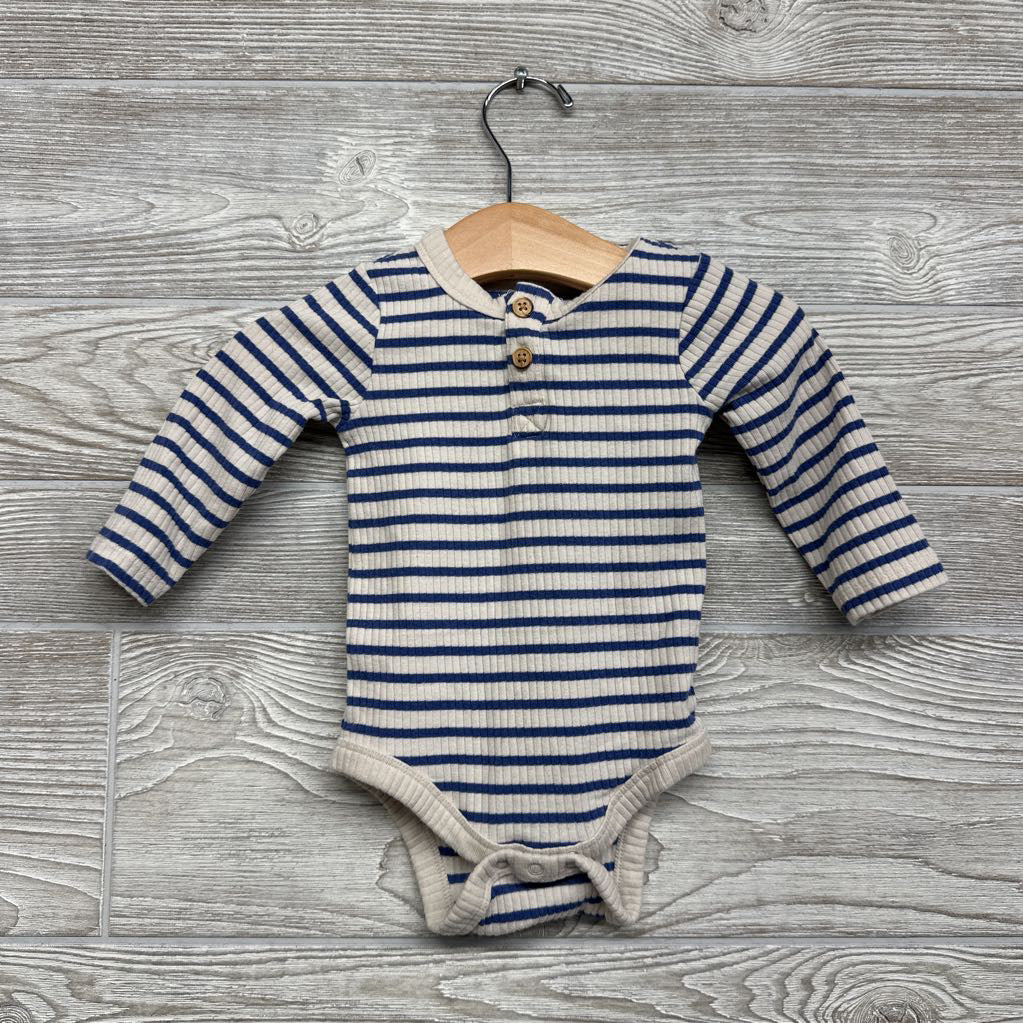 Henley Ribbed Bodysuit Stripes 3-6M