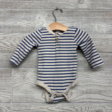 Henley Ribbed Bodysuit Stripes 3-6M