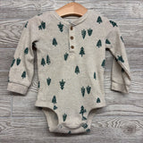 Waffle Knit Henley Bodysuit Trees 12M