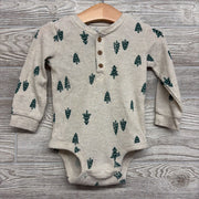 Waffle Knit Henley Bodysuit Trees 12M