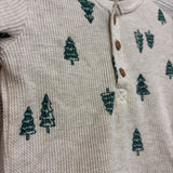 Waffle Knit Henley Bodysuit Trees 12M
