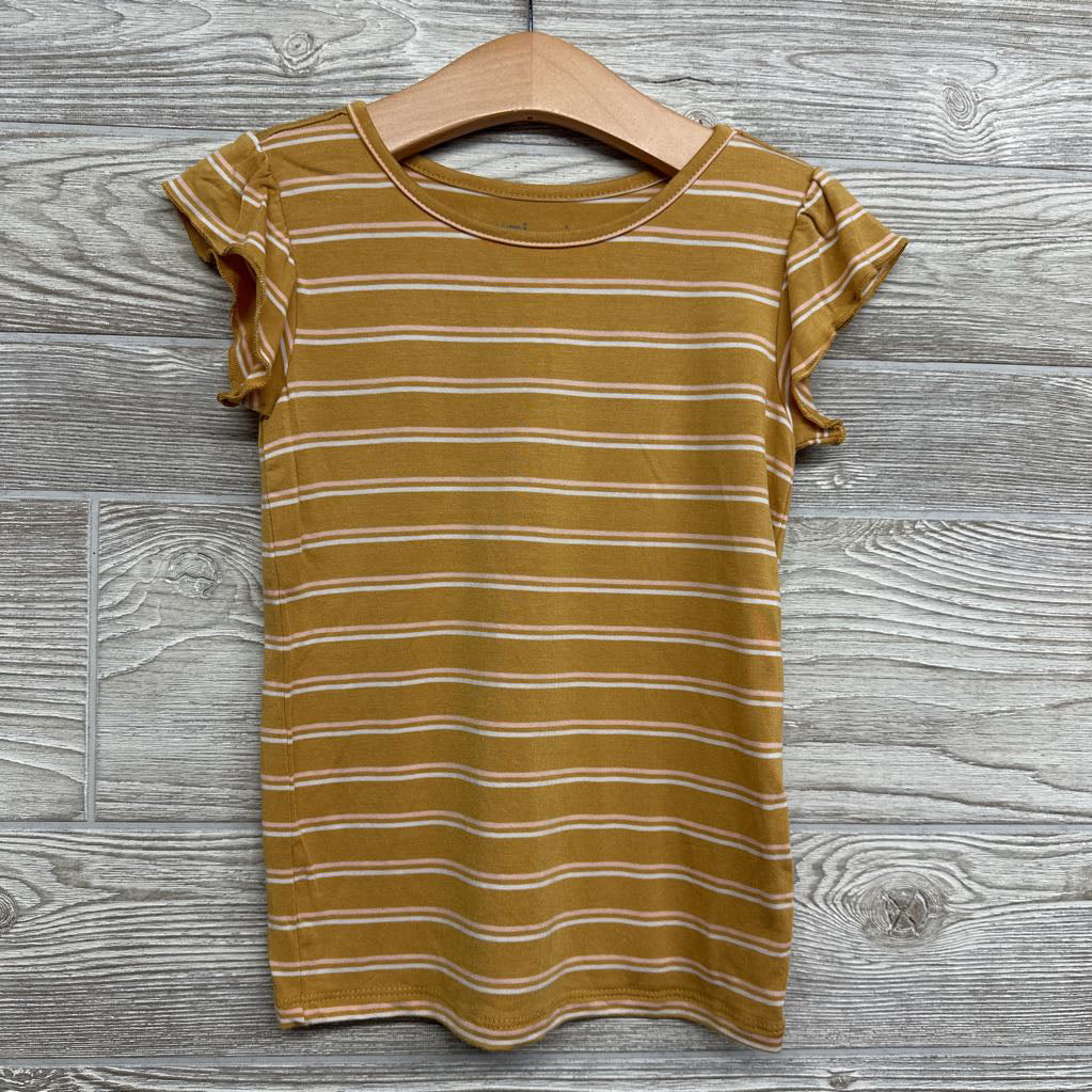 Viscose Ruffle Sleeve Shirt Stripes 4-5