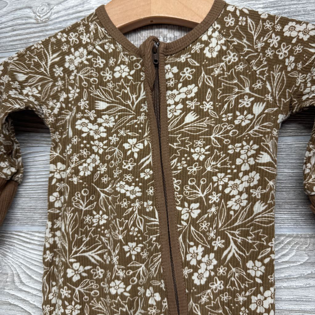 Ribbed Bamboo Footie NB Flowers