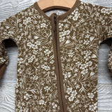 Ribbed Bamboo Footie NB Flowers