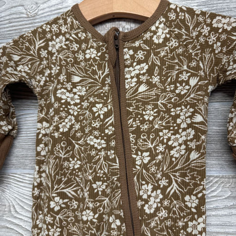 Ribbed Bamboo Footie NB Flowers