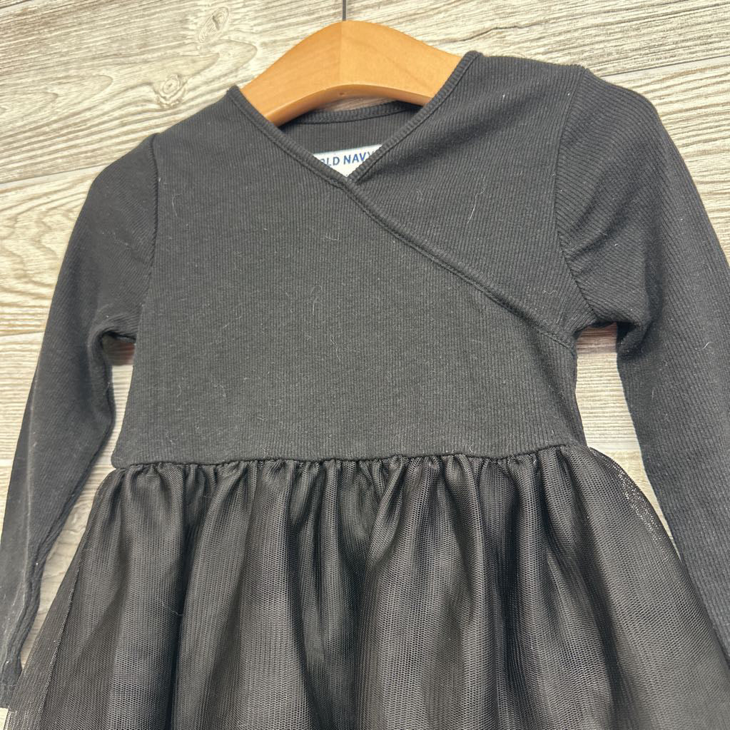 Ribbed LS Dress Tulle Skirt 2t