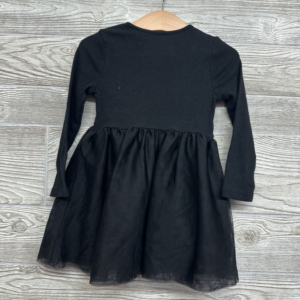 Ribbed LS Dress Tulle Skirt 2t
