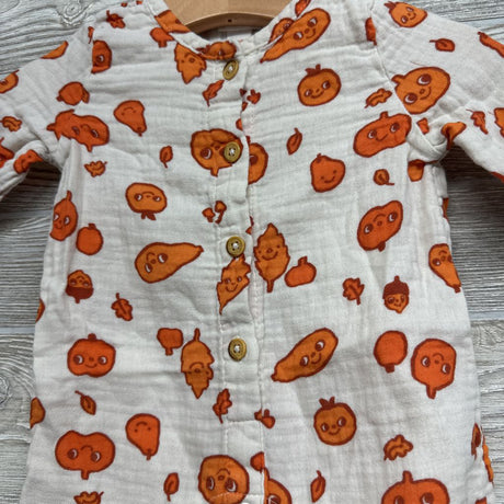 Muslin Button Up Outfit Pumpkins 0-3M