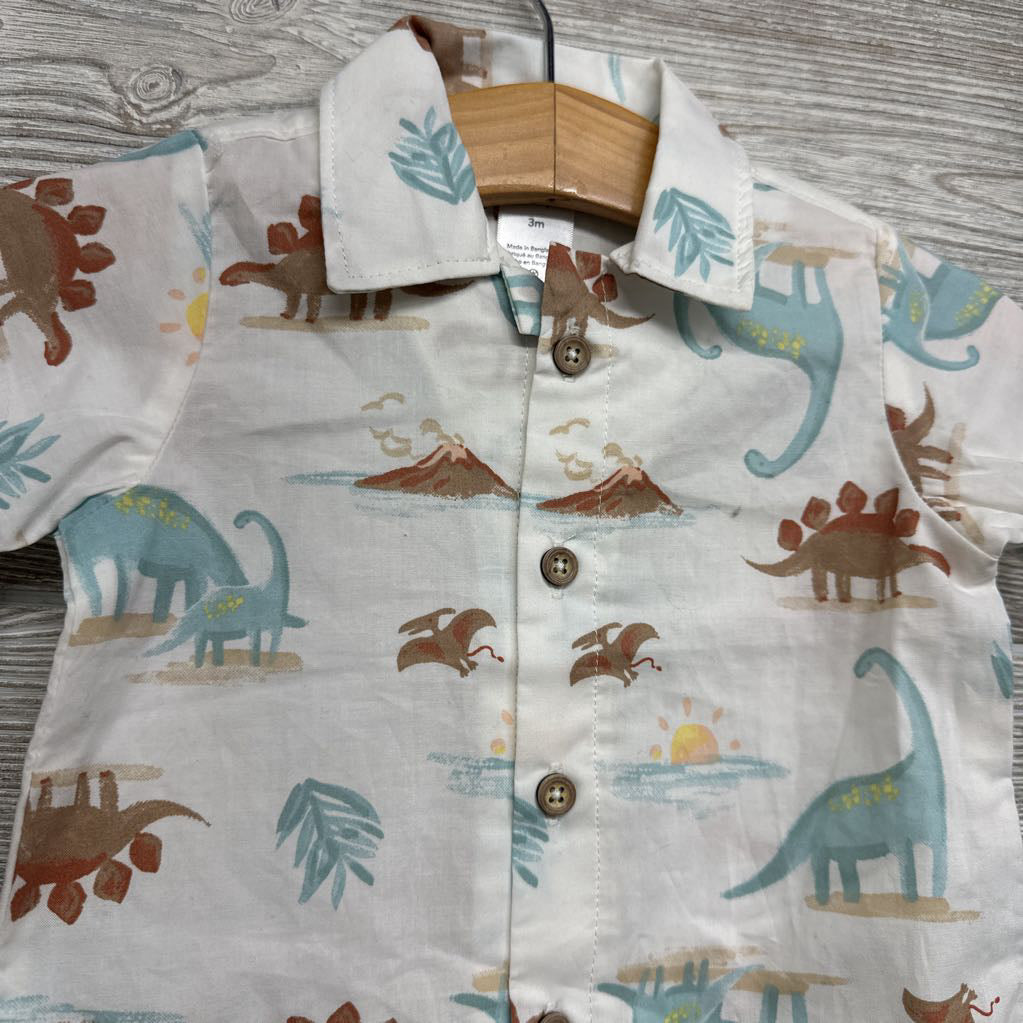 SS Button Up Shirt Dinosuars 3M