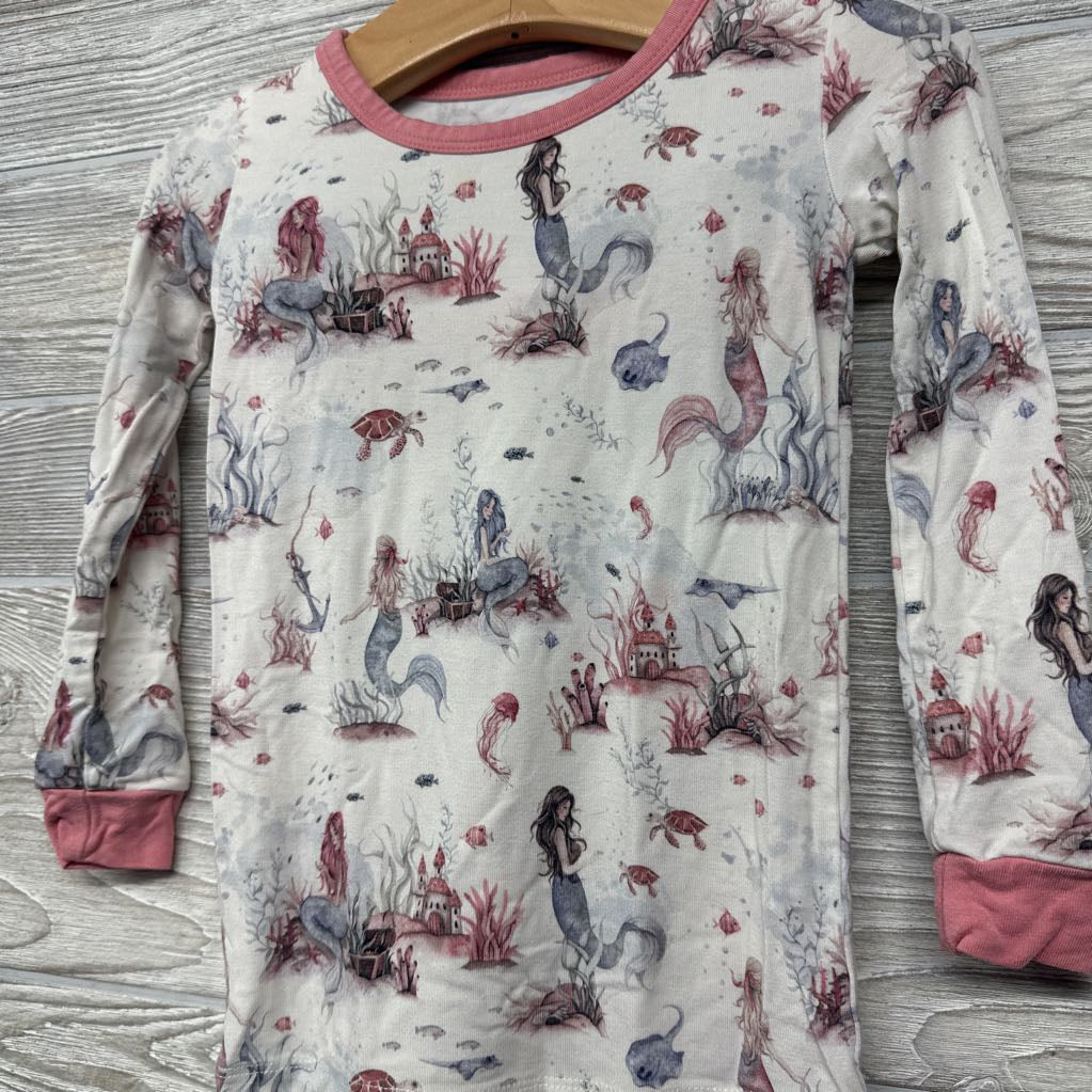 2 Pc LS Bamboo PJs Mermaids Turtles 2T