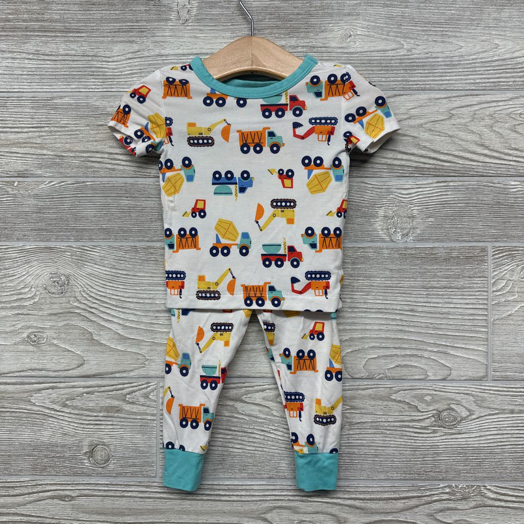 2 Pc Bamboo PJs Construction Vehicles 12M