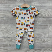 2 Pc Bamboo PJs Construction Vehicles 12M
