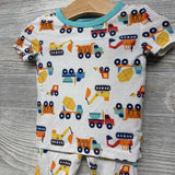 2 Pc Bamboo PJs Construction Vehicles 12M