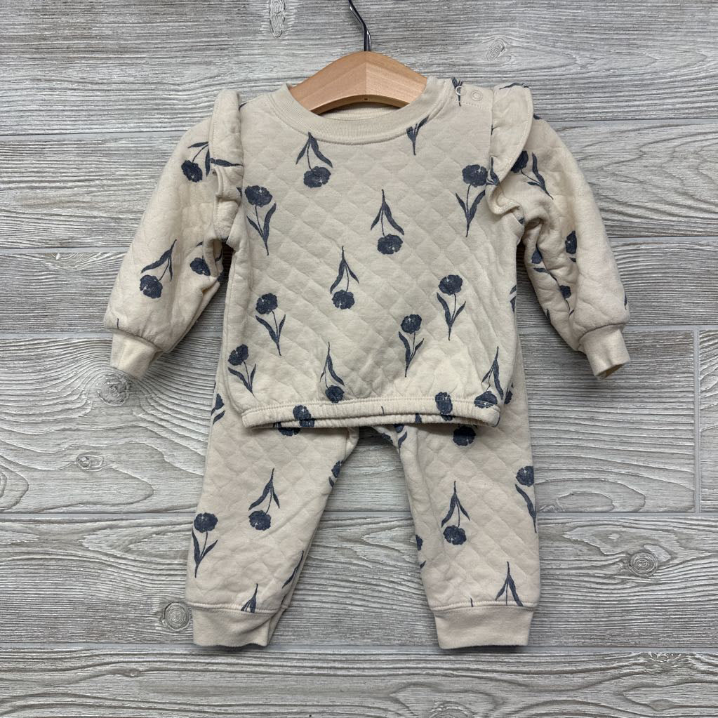 Quilted Crewneck & Joggers Flowers 12M