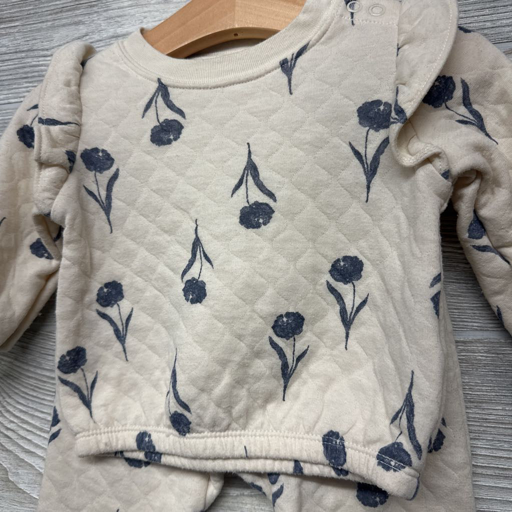Quilted Crewneck & Joggers Flowers 12M